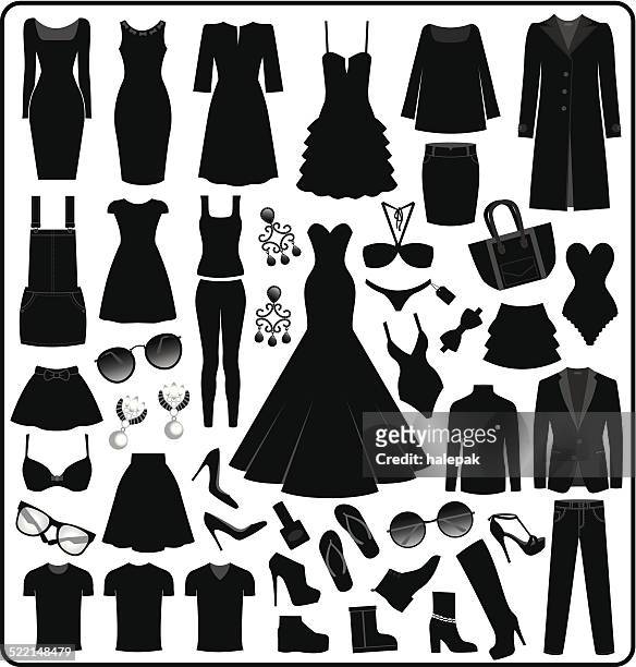 clothing- fashion-silhouette - kleid stock-grafiken, -clipart, -cartoons und -symbole