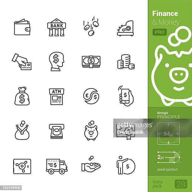 finanzen und geld vektor icons-pro packung - schuldschein stock-grafiken, -clipart, -cartoons und -symbole