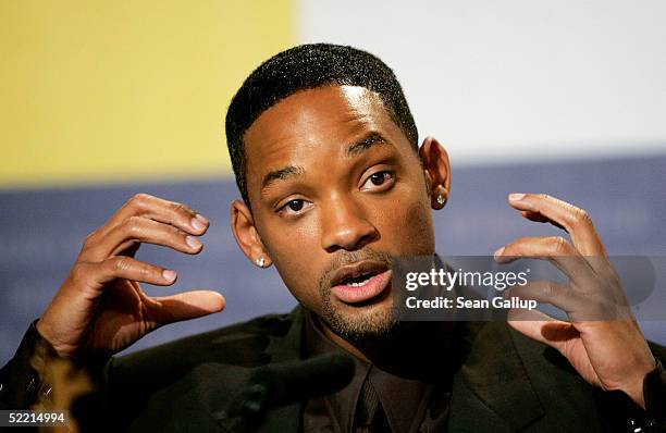 Actor Will Smith attends the "Hitch" Press Conference at the 55th annual Berlinale International Film Festival on February 18, 2005 in Berlin,...