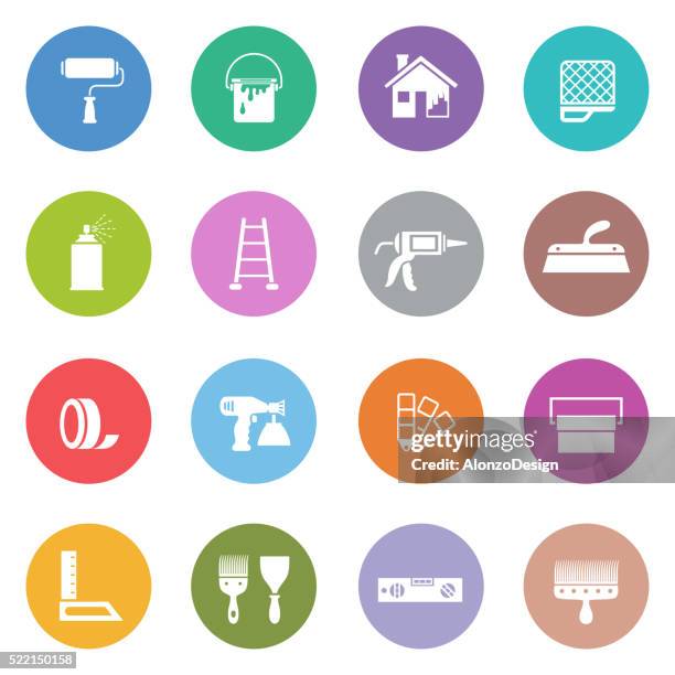 house painting icon set - home improvement icons stock illustrations