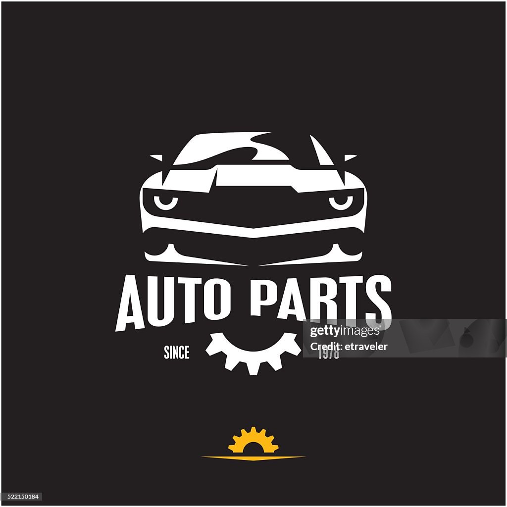 Car parts icon, sports car silhouette