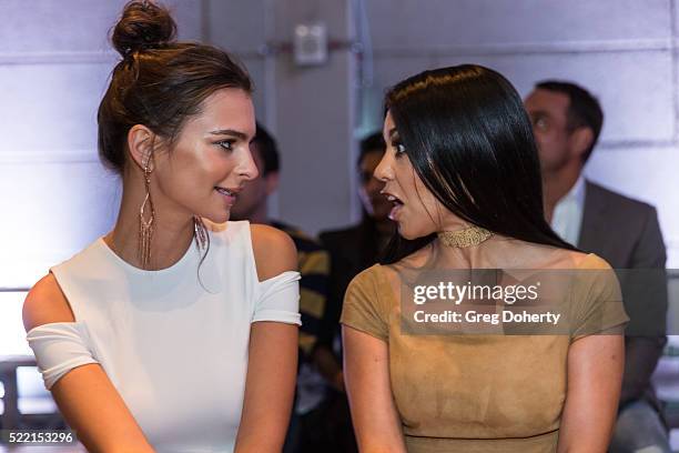 Actress and Model Emily Ratajkowski and Reality TV Star Kourtney Karashian pose for portraits at the runway show alice + olivia By Stacey Bendet And...