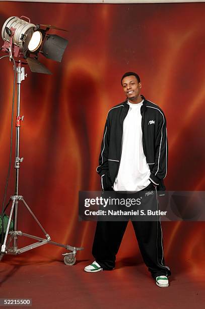 Paul Pierce of the Boston Celtics poses for a portrait during the 2005 NBA All-Star Media Availability on February 18, 2005 at the Westin Hotel in...