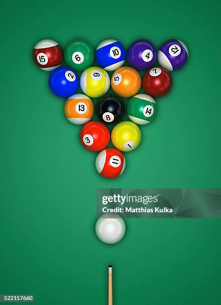 opening shot, or break, in billiards - pool table stock pictures, royalty-free photos & images