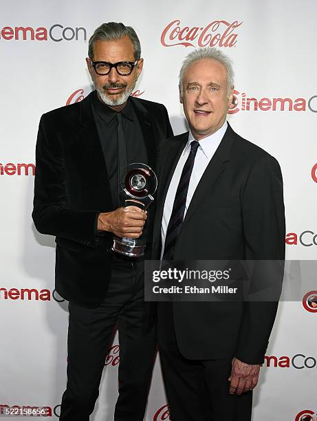 Actors Jeff Goldblum and Brent Spiner, recipients of the Ensemble of the Universe Award for "Independence Day: Resurgence," attend the CinemaCon Big...