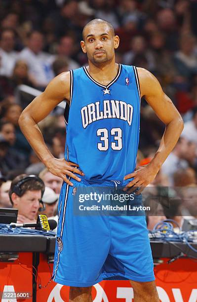 Grant Hill of the Orlando Magic stands on the court during the game with the Washington Wizards January 29, 2005 at the MCI Center in Washington DC....