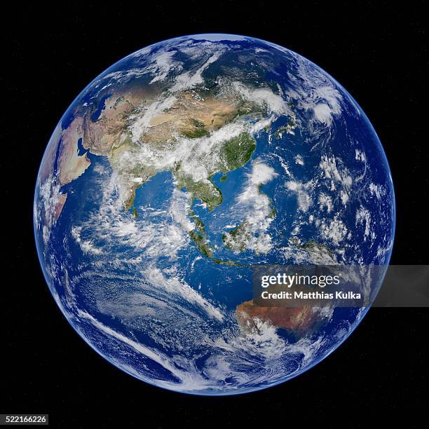 asia, full earth view from space - australasia globe stock pictures, royalty-free photos & images