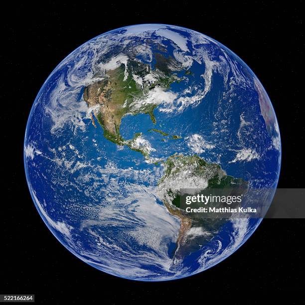 north and south america, full earth view from space - earth north america stock pictures, royalty-free photos & images