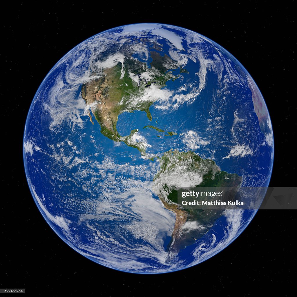 North and South America, Full Earth View from Space