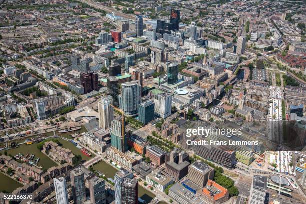 netherlands, rotterdam, city center - rotterdam aerial stock pictures, royalty-free photos & images