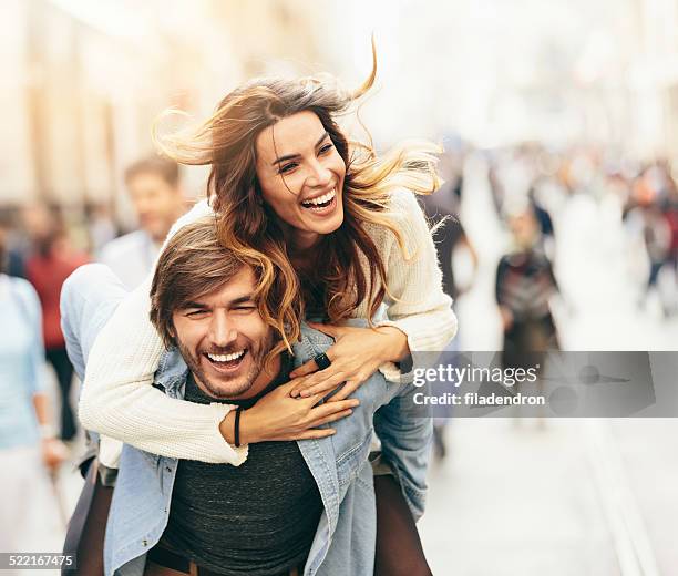happy young couple - couple laughing hugging bildbanksfoton och bilder