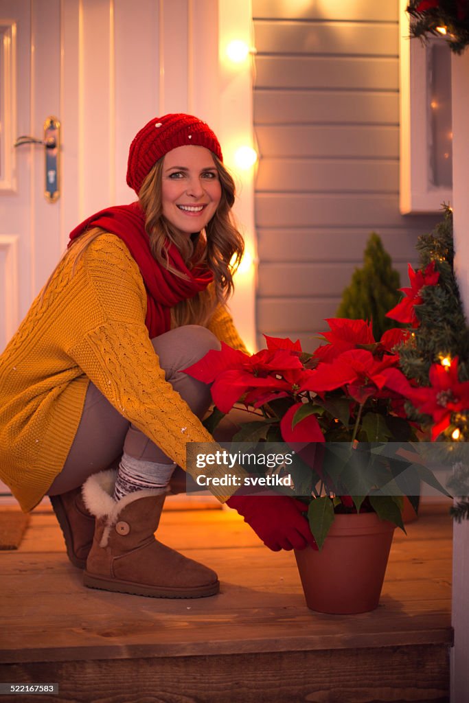 Woman outdoors at winter.