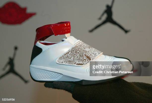 The new Air Jordan XX is displayed at the Air Jordan XX Launch Party at Rise Nightclub on February 18, 2005 in Denver, Colorado.