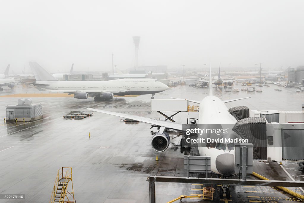 Commercial airliners at airport
