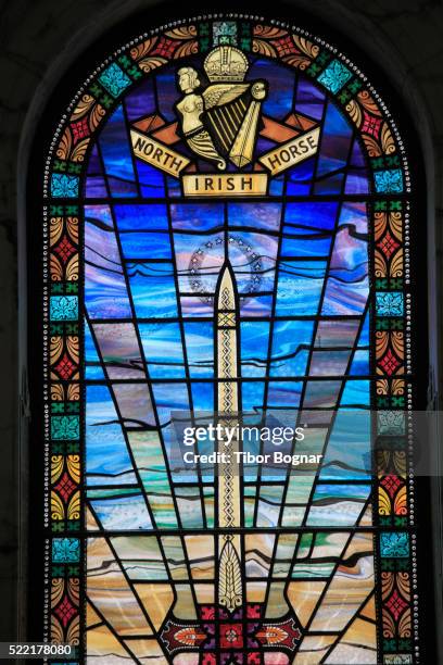 belfast, city hall, interior, stained glass window - belfast ireland stock pictures, royalty-free photos & images