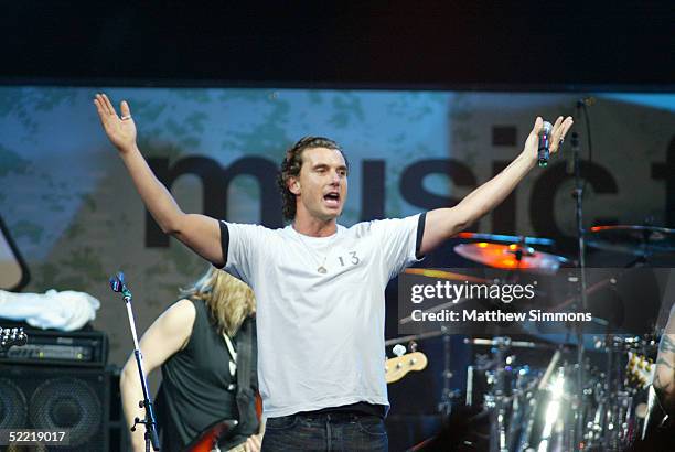 Gavin Rossdale performs with Camp Freddy during the "Music for Relief" tsunami benefit concert at the Anaheim Pond on February 18, 2005 in Anaheim,...