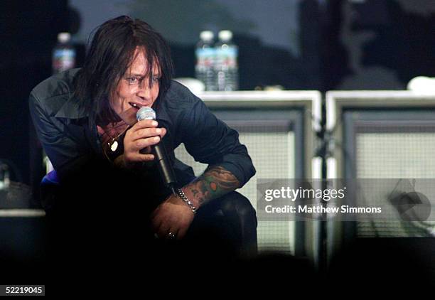 Billy Morrison of Camp Freddy performs during the "Music for Relief" tsunami benefit concert at the Anaheim Pond on February 18, 2005 in Anaheim,...