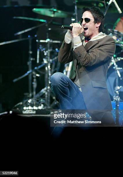 Richard Patrick of Filter performs with Camp Freddy during the "Music for Relief" tsunami benefit concert at the Anaheim Pond on February 18, 2005 in...