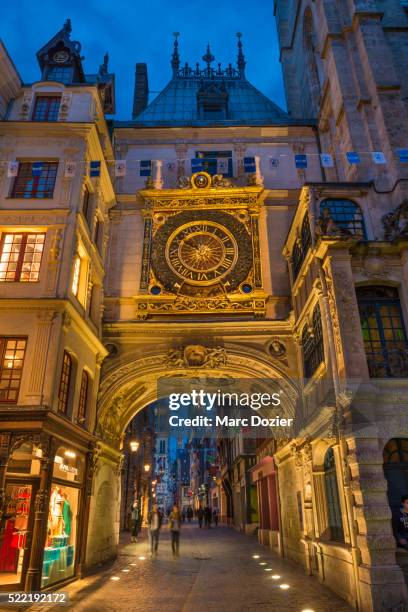 rouen's gros horloge - rouen stock pictures, royalty-free photos & images