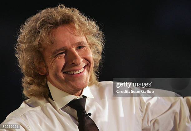Thomas Gottschalk hosts the "Wetten Dass...?" television entertainment show at the Messehalle on February 19, 2005 in Erfurt, Germany.