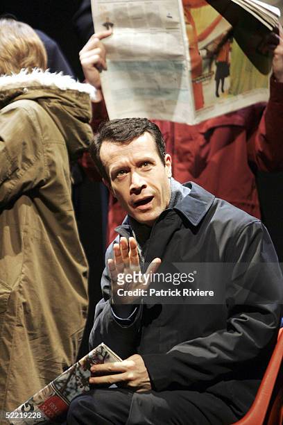 Actor Jonathan Cullen performs during a photo call of David Hare's "The Permanent Way" at the Sydney Theatre on February 18, 2005 in Sydney,...