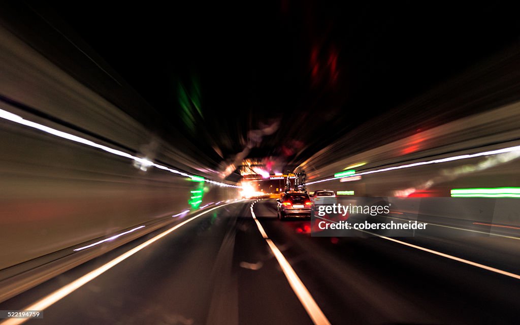 Austria, Salzburg, Driving in tunnel, feeling of speed