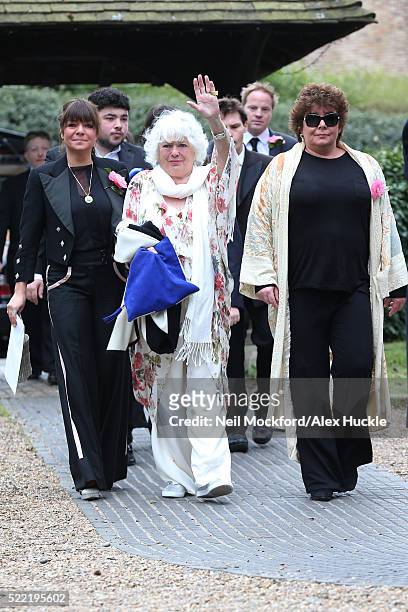 Ronnie Corbett's Wife, Anne and daughters Sophie and Emma Corbett arrive for the funeral of Ronnie Corbett at St John The Evangelist Church in...