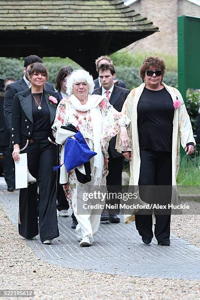 Ronnie Corbett's Wife, Anne and daughters Sophie and Emma Corbett arrive for the funeral of Ronnie Corbett at St John The Evangelist Church in...