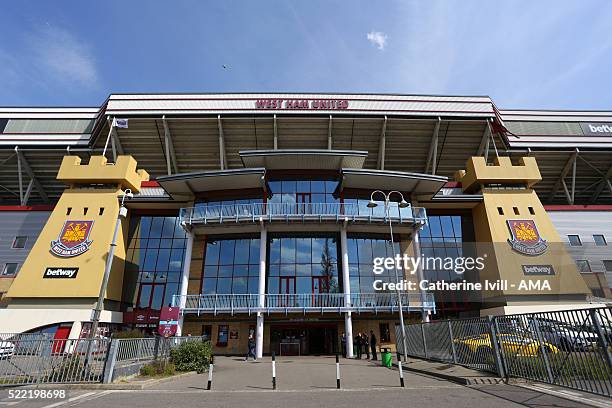 General view outside the stadium before the Emirates FA Cup Sixth Round Replay match between West Ham United and Manchester United at Boleyn Ground...