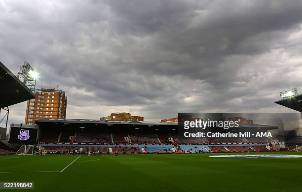 General view of the interior of the stadium before the Emirates FA Cup Sixth Round Replay match between West Ham United and Manchester United at...