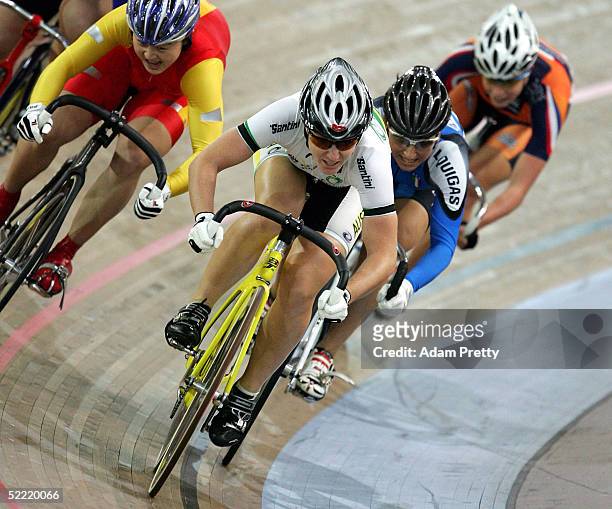 Anna Meares of Australia on her way to victory in the Women's Keiren during day three of the UCI Track Cycling World Cup at the Dunc Gray Veledrome...