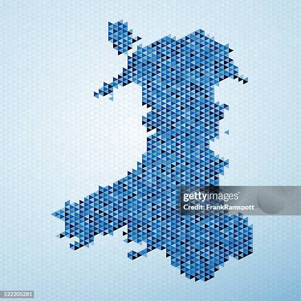 wales map triangle pattern blue - wales map stock illustrations