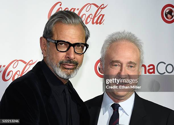 Actors Jeff Goldblum and Brent Spiner, recipients of the Ensemble of the Universe Award for "Independence Day: Resurgence," attend the CinemaCon Big...