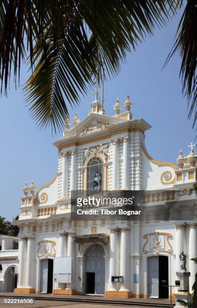 india, puducherry, pondicherry, immaculate conception cathedral - pondicherry stock pictures, royalty-free photos & images
