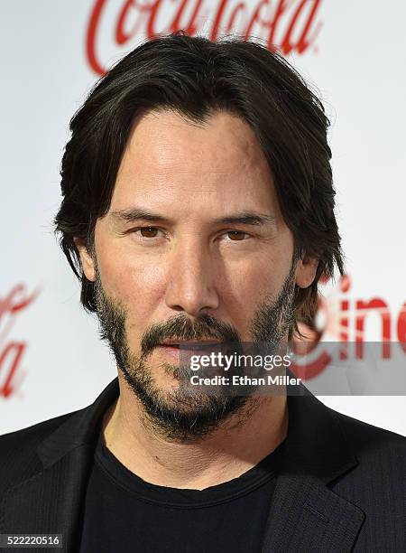 Actor Keanu Reeves, recipient of the Vanguard Award, attends the CinemaCon Big Screen Achievement Awards brought to you by the Coca-Cola Company at...