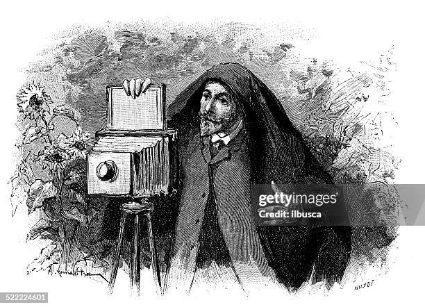 antique illustration of photographer - photographer stock illustrations
