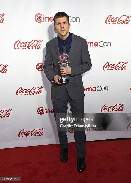 Actor Jesse Eisenberg, recipient of the Male Star of the Year Award, attends the CinemaCon Big Screen Achievement Awards brought to you by the...