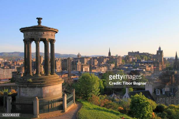 edinburgh, skyline, dugald stewart monument - edinburgh stock pictures, royalty-free photos & images