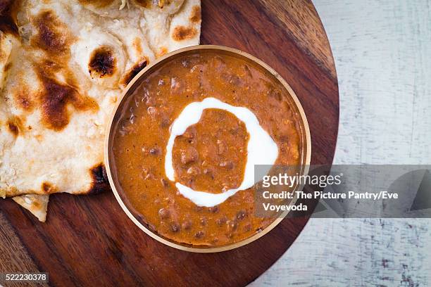indian lunch with dal makhani & naan - paneer tikka stock-fotos und bilder