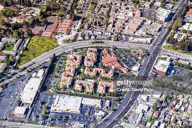 diverse forms of housing alongside business developments - santa clara county - california stock pictures, royalty-free photos & images