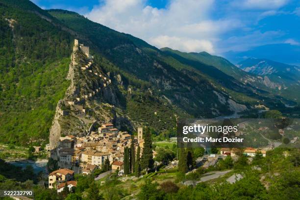 entrevaux village - alpes de haute provence stock pictures, royalty-free photos & images