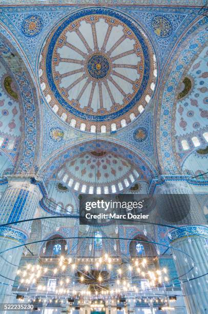 istanbul sultan ahmet camii (blue mosque) ceiling - istanbul blue mosque stock pictures, royalty-free photos & images