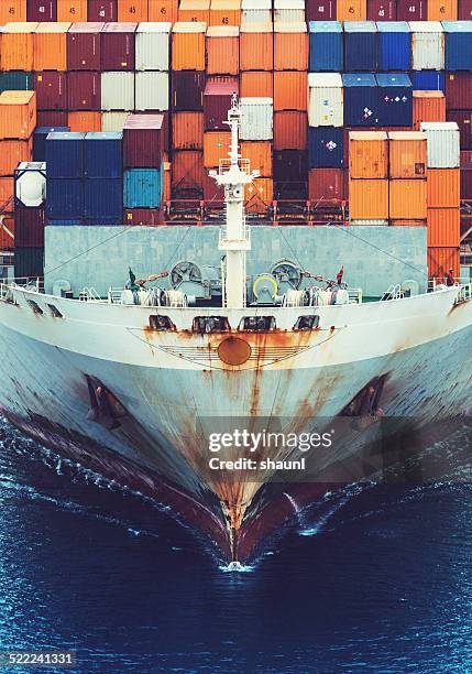 container ship's bow - ships bow stock pictures, royalty-free photos & images