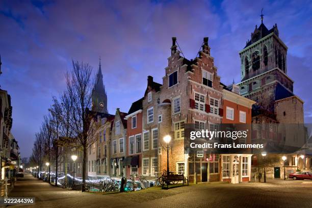 netherlands, delft, street called voldersgracht, - delft stock-fotos und bilder