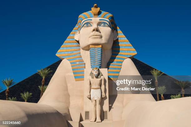 luxor hotel's sphinx in las vegas - las vegas pyramid hotel stock pictures, royalty-free photos & images