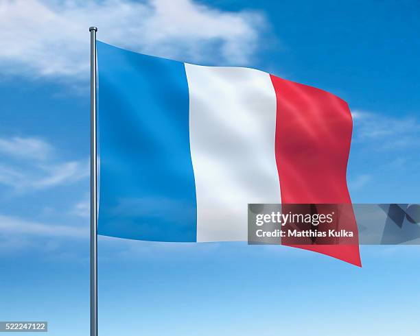 french flag against cloudy sky - french flag bildbanksfoton och bilder