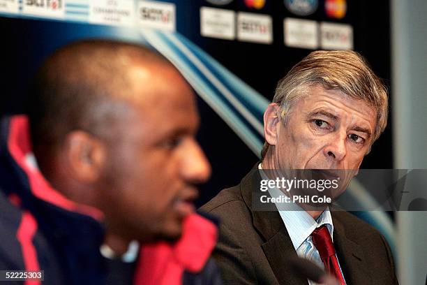 Patrick Vieira, Captain of Arsenal and Arsene Wenger the Arsenal Manager talk to the Press on the Eve of the Champions League Match against Bayern...