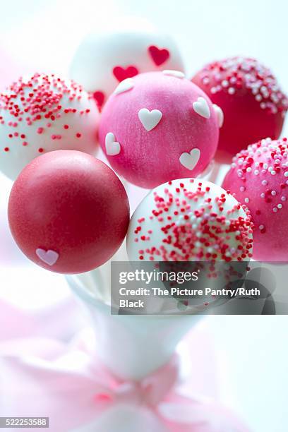 valentine cake pops - cake pop stock pictures, royalty-free photos & images
