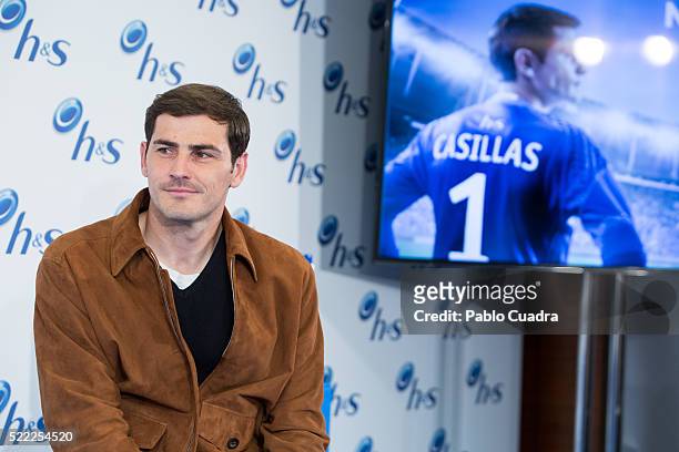Goalkeeper Iker Casillas presents the new campaign and products by H&S on April 18, 2016 in Madrid, Spain.