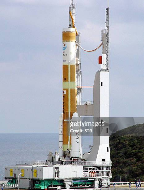 Photo dated 06 February 2005 shows Japan's H-2A rocket at the launching pad in Tanegashima island, in Kagoshima prefecture, southern Japan. Japan's...
